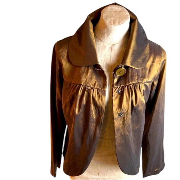 Steve Madden Metallic Gold/Bronze Lightweight Swing Jacket   Size Medium - Picture 2 of 7